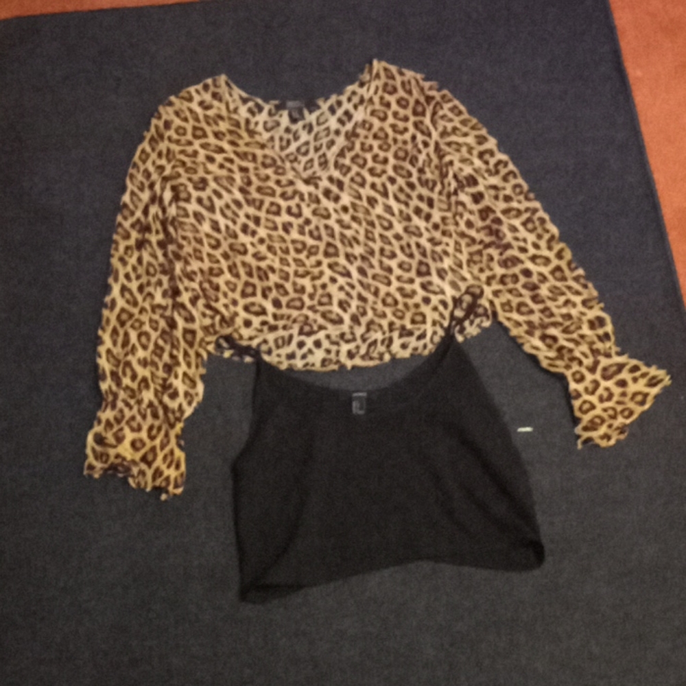 Forever 21 leopard print blouse with under shirt.